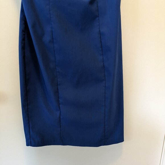 ASOS Dark Blue Sleeveless Career Style Bodycon Dress Mesh Contrast Open Back - Picture 3 of 9